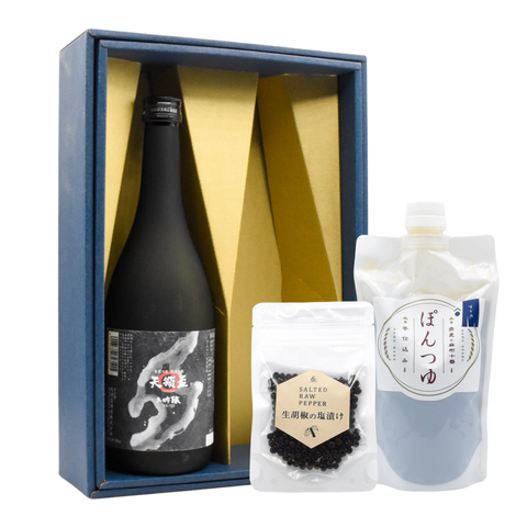 ペアリングセット③〈大吟醸YK35×生胡椒の塩漬け×ぽんつゆ〉（箱入）